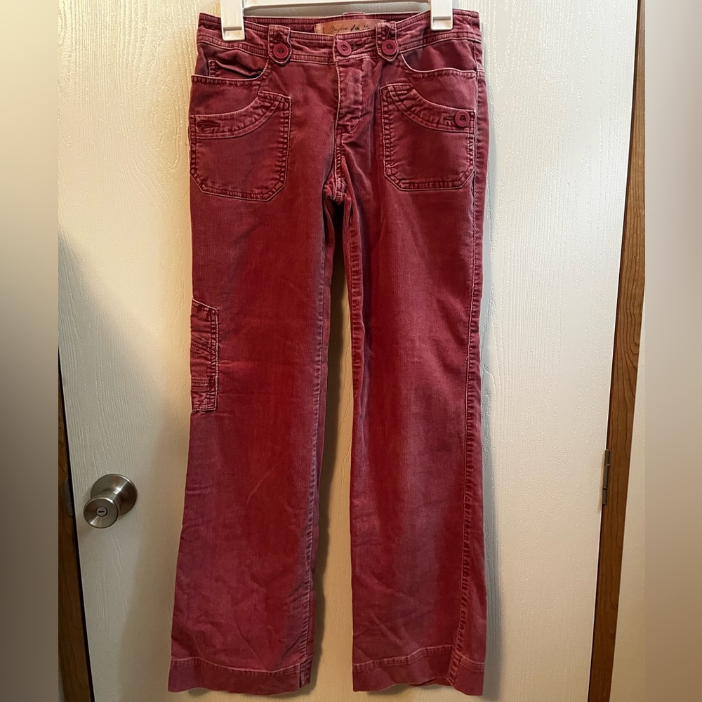 Anthropologie Daughters of the Liberation Y2K Deep Pink Corduroy Cargo Pants 00